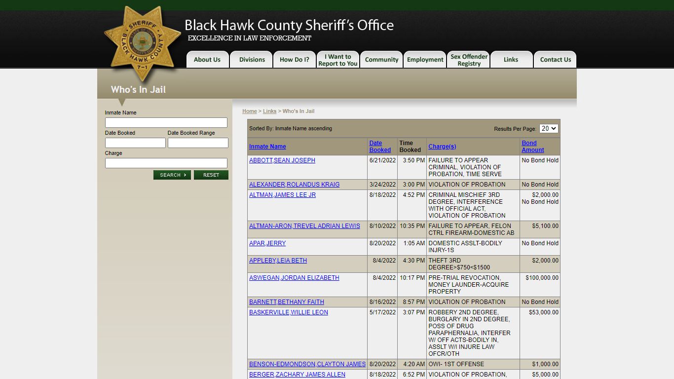 Who's In Jail - Black Hawk County Sheriff's Office